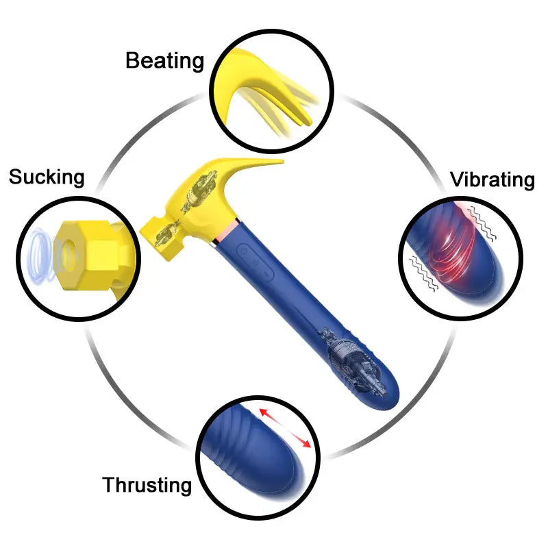 Quusvik 4 in 1 Hammer Sucking Vibrator Masturbation Dildo G-Spot Women's Toy9