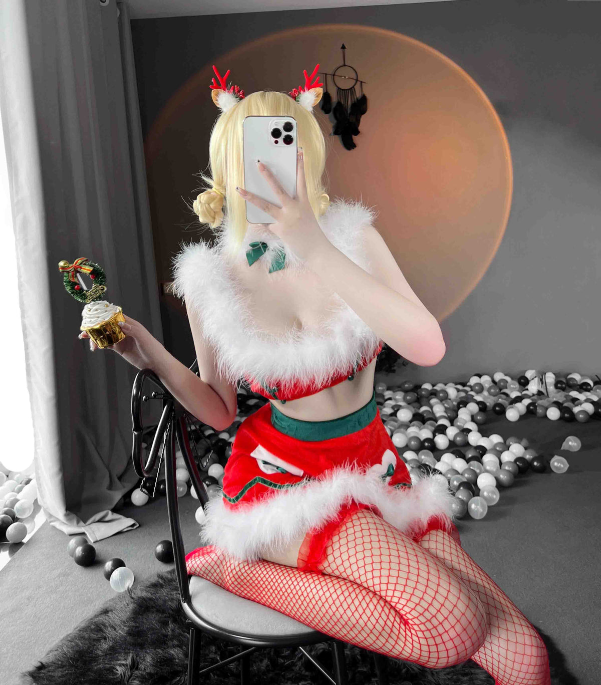 T-2488 Christmas suit bandeau split sexy uniform seduction - Quusvik