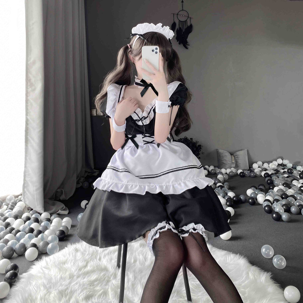 T-1229 Erotic lingerie sexy openwork seduction Japanese apron loli maid - Quusvik