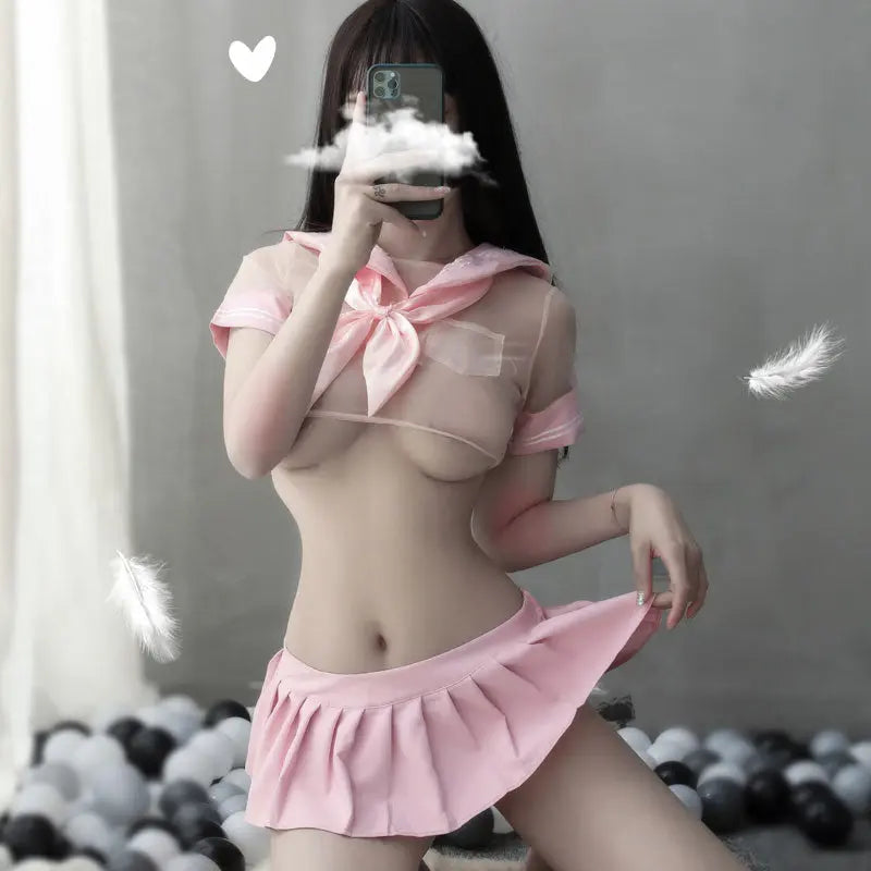 T-2359 Erotic lingerie sexy transparent student wear - Quusvik