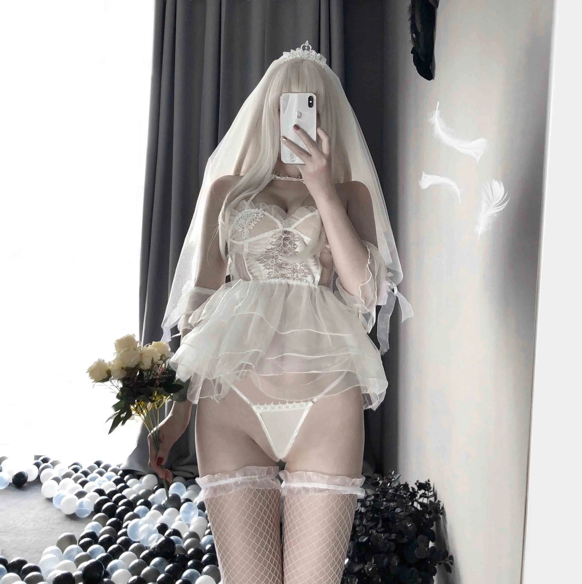 T-1008 Lace Bride Wedding Dress Set Role Playing - Quusvik