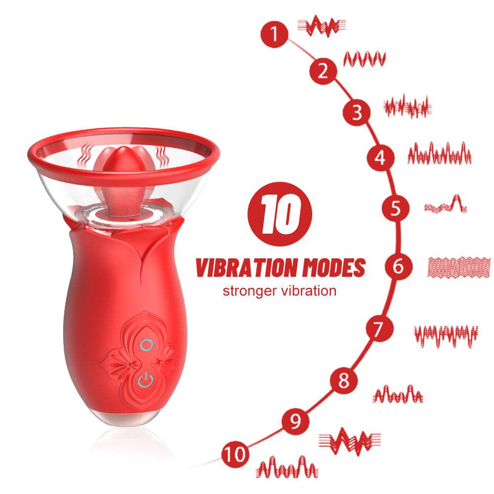 Quusvik- 2 In 1 Rose Tongue Licking Clitoris Vagina Sucker - Quusvik