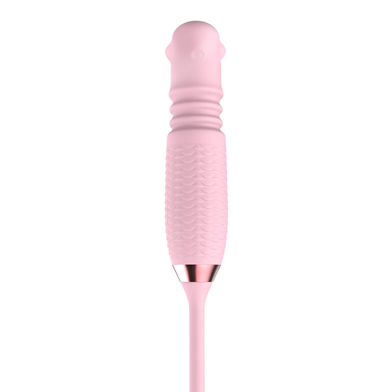 Quusvik- 3-in-1 Blooming Sexy Pink Rose Toy Rotating Pearls Telescopic Tongue-licking Vibrator - Quusvik