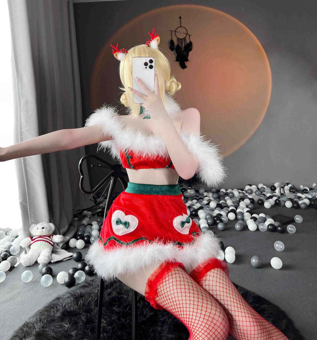 T-2488 Christmas suit bandeau split sexy uniform seduction - Quusvik
