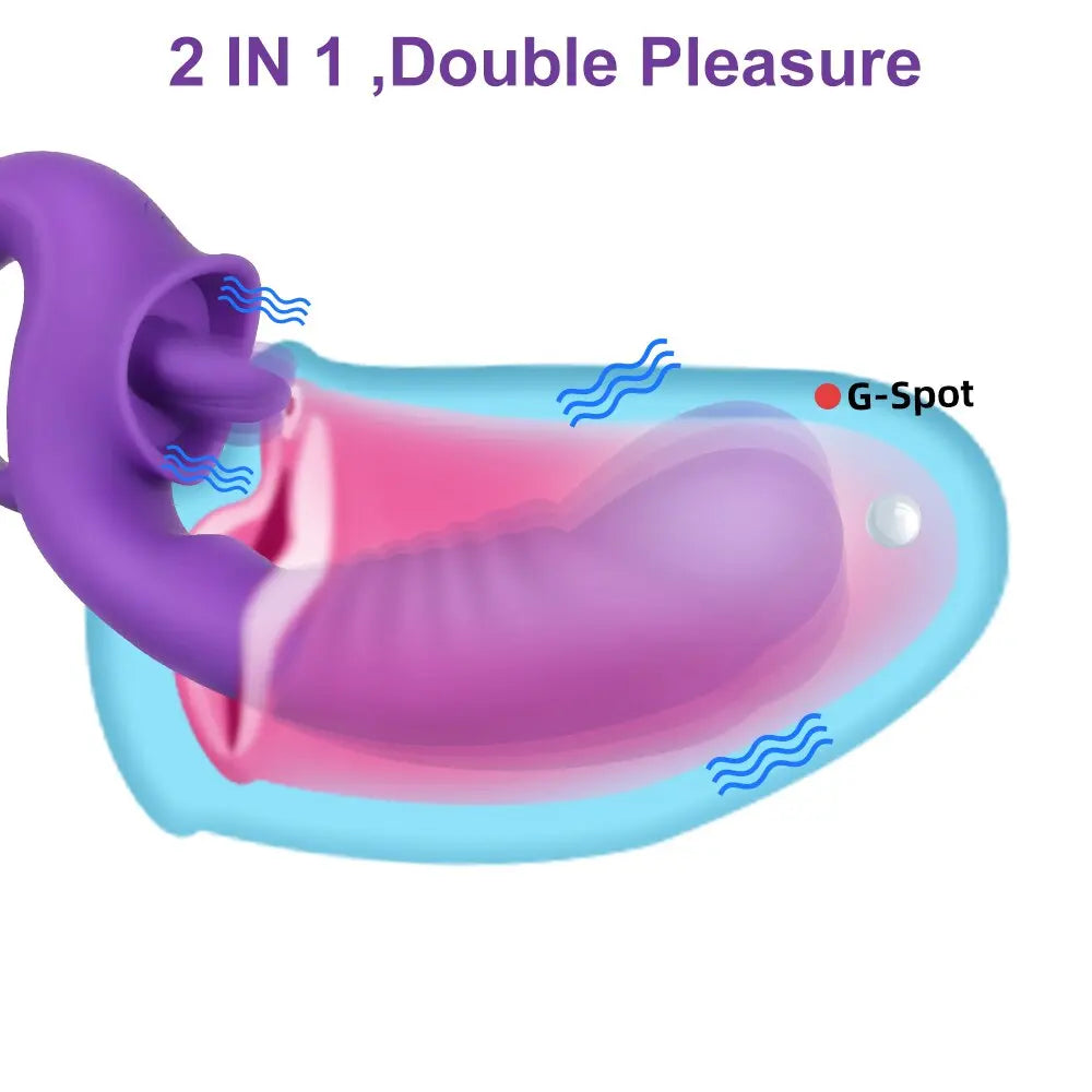 Quusvik 2 in 1 Tongue Licking Dildo Vibrator Women's Toy11