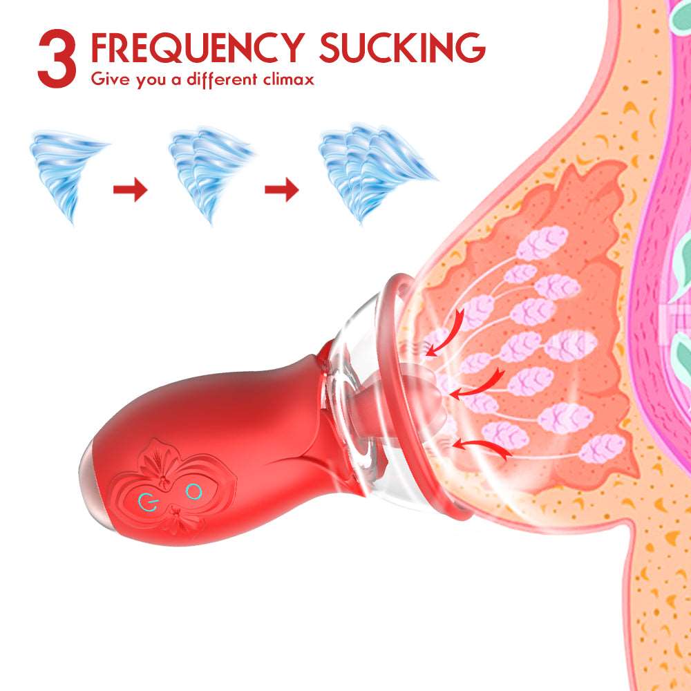 Quusvik- 2 In 1 Rose Tongue Licking Clitoris Vagina Sucker - Quusvik