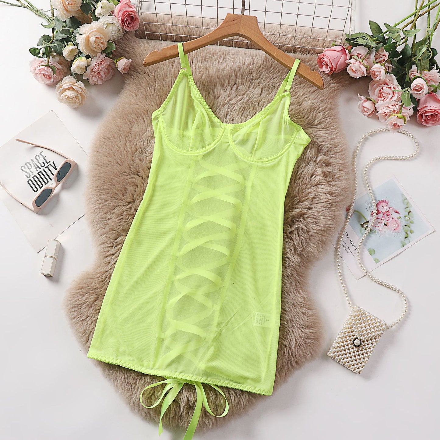 Mesh Sexy Suspenders Transparent Lace Sexy Lingerie Temptation Jumpsuit