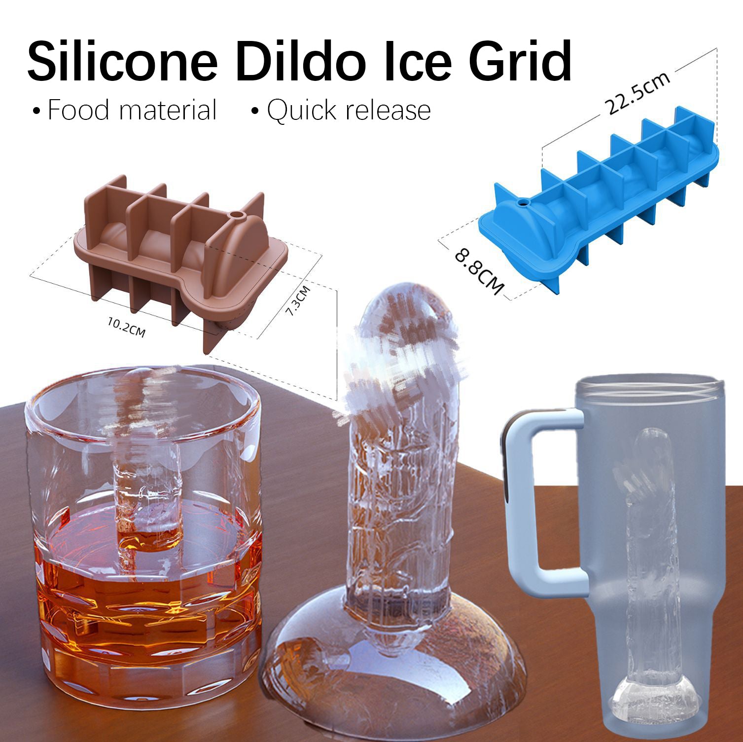 Quusvik - Food grade silicone ice lattice mould party prank props whiskey ice cubes - Quusvik