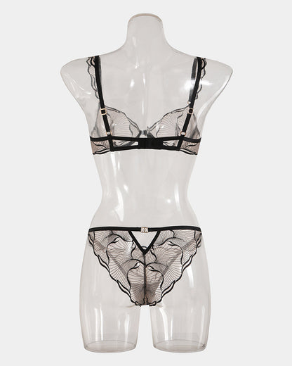 Ruffle Shoulder Strap Bra and Panty Set