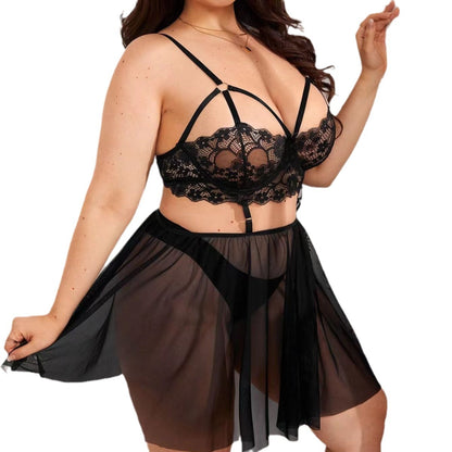 Plus-Size Sexy Lace Seductive Sleepwear Erotic Lingerie