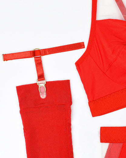 Exotic Gloves Mesh Lingerie Sets