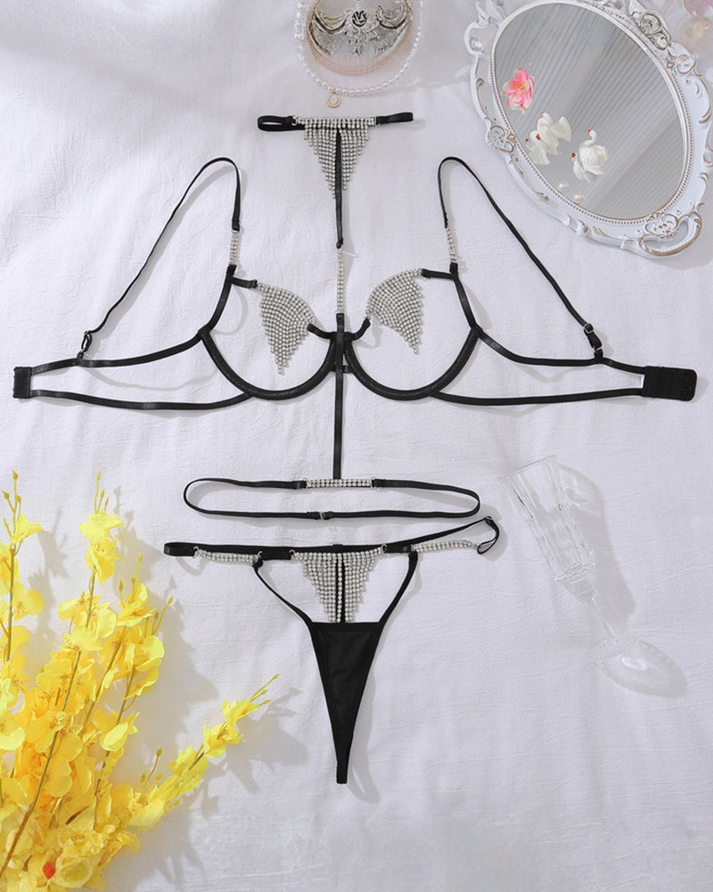 Diamond Chain Halter Neck Lingerie Set