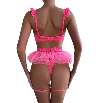 Lace Sexy Gold Wire Set Three layer Folding Fluffy Skirt