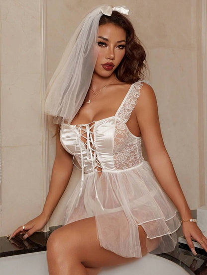 Hollow Cross Strap See-through Body Shaping Sexy Dress