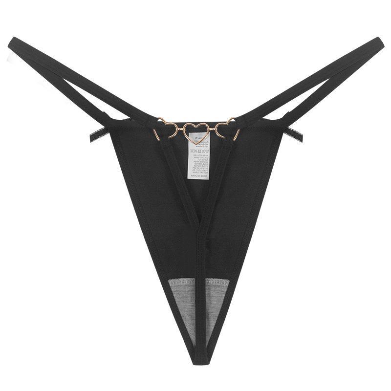 Sexy Love Heart Chain Bowknot Low Waist Seamless Women's Thong