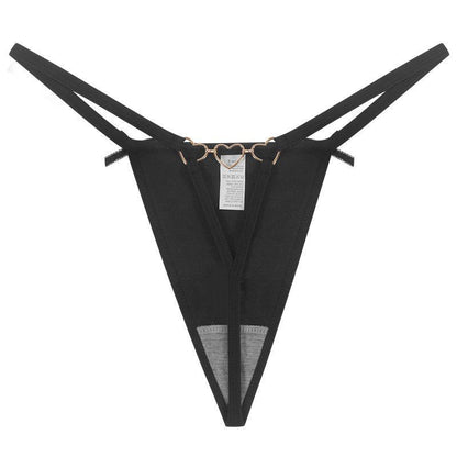 Sexy Love Heart Chain Bowknot Low Waist Seamless Women's Thong
