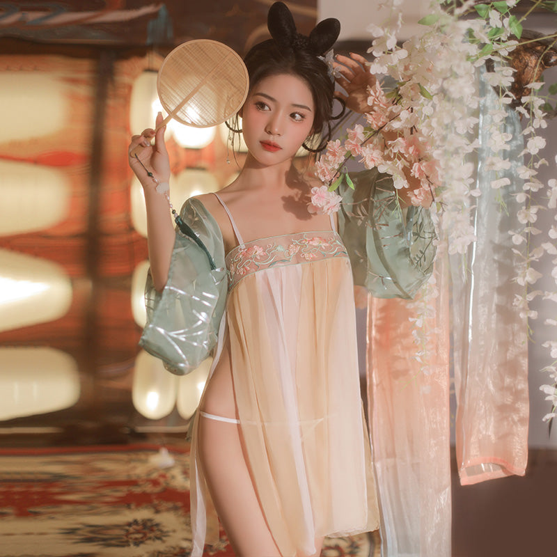 Ancient Style Sexy Chiffon Bra Pajamas Set