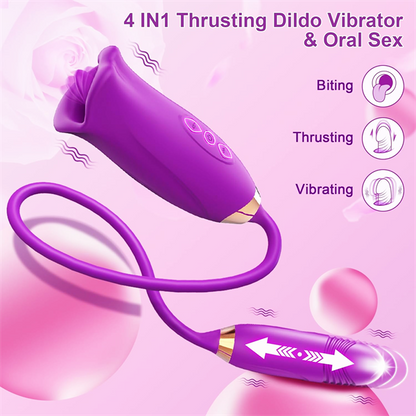 Quusvik - Rose Muncher Rose Kiss Tongue Vibrator With Thrusting Dildo Vibrator