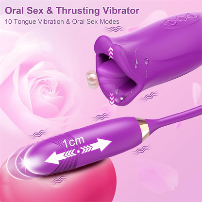 Quusvik - Rose Muncher Rose Kiss Tongue Vibrator With Thrusting Dildo Vibrator