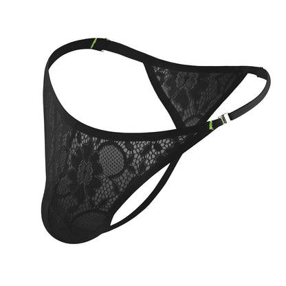 Sexy Hollow See-through Lace Thong Side Button Style For Men