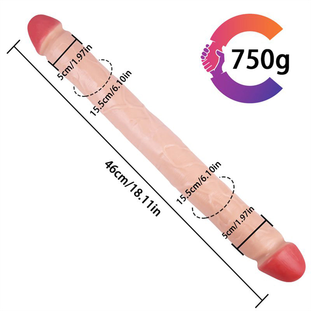 Double-Ended Soft Silicone Simulated Anus Masturbation Dildo