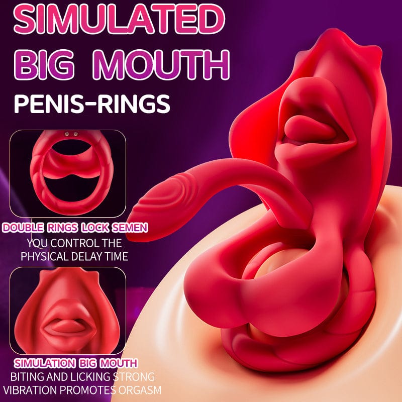 Realistic Mouth Biting Cock Ring Clitoral Stimulator For Couple Flirting