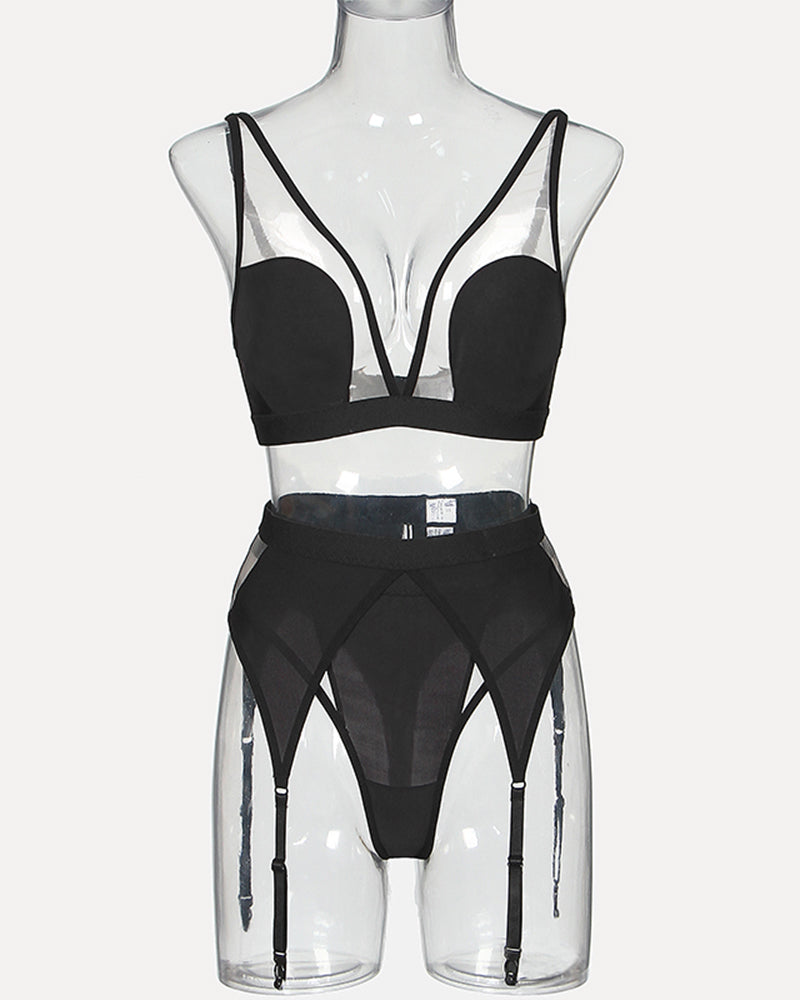 Exotic Gloves Mesh Lingerie Sets