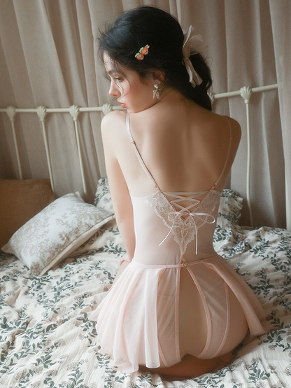 Lace Sheer Crotchless Babydoll