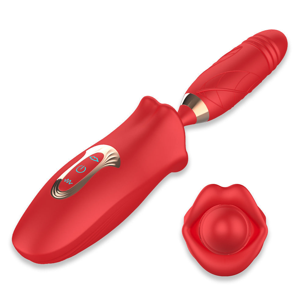 Quusvik Rose Muncher Lip Tongue Suction Vibrator With Thrusting Dildo Vibrator