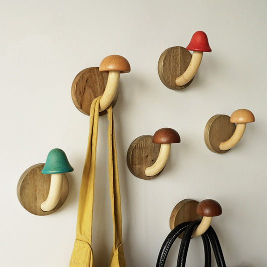 Creative punch-free solid wood mushroom coat hook QUUSVIK