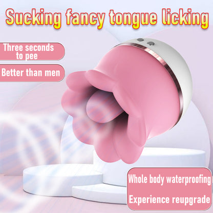 Quusvik pink clitoris vibrator with sucking, licking, and swinging features for oral sex simulation2