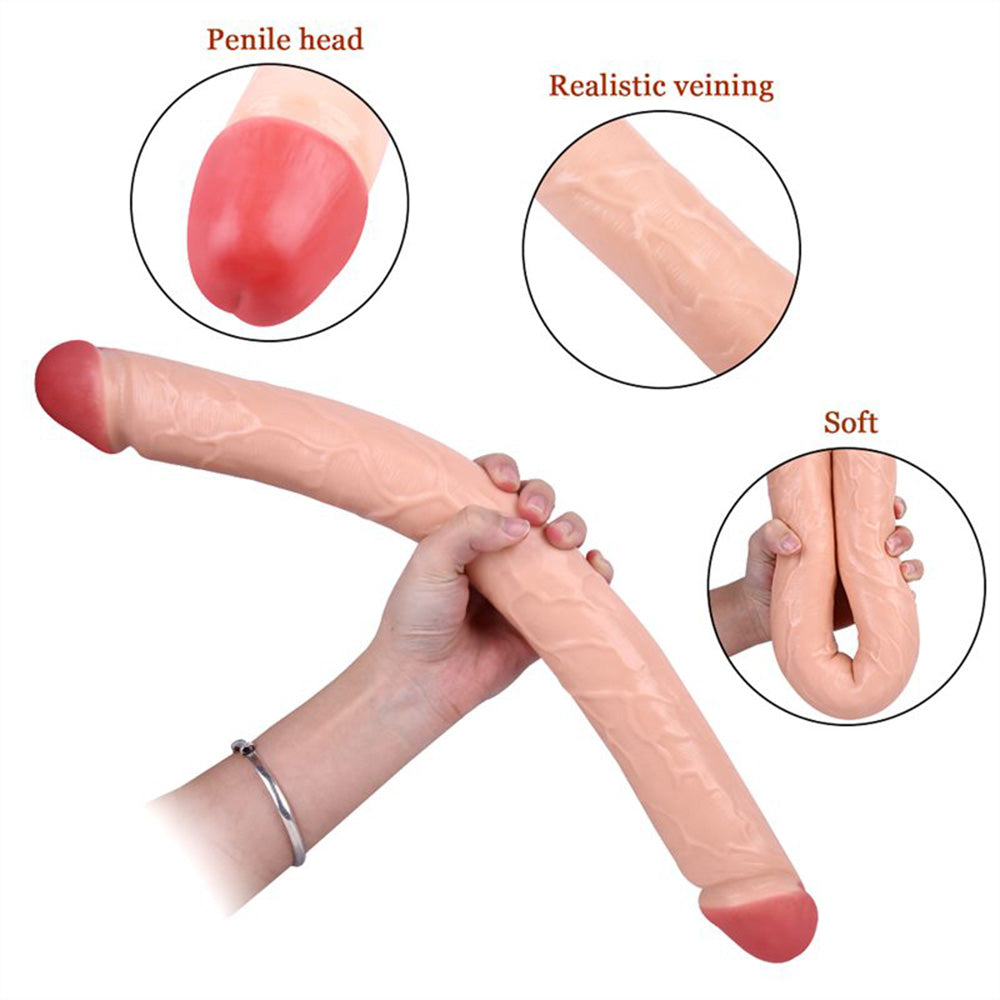 Double-Ended Soft Silicone Simulated Anus Masturbation Dildo