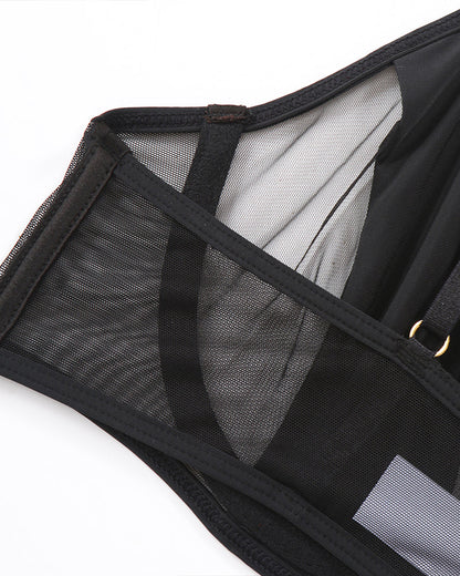 Push Up Mesh Hollow Bra and Thong Set