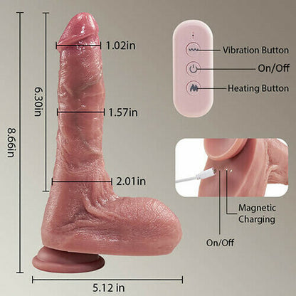 8.66” Lifelike Dildo with 7 Thrusting & Swinging, 10 Vibrating & Heating – Thick Shaft, Big Ball, Strong Suction & Remote Control