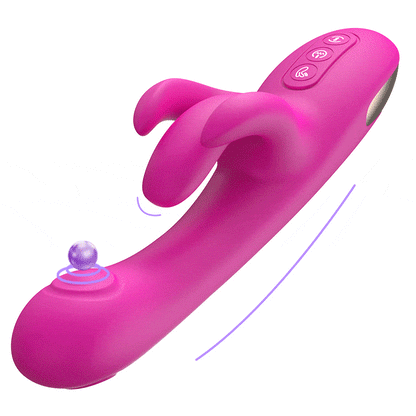 Quusvik Bunny Clitoral & G-Spot Vibrator – 10 Flapping, 7 Wiggling, 7 Vibrations, IPX6 Waterproof, Rose Red