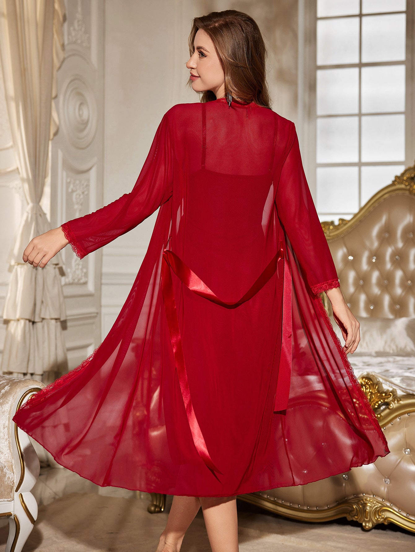 Sexy Women's Lace Mesh Nightgown Nightdress Sexy Suit