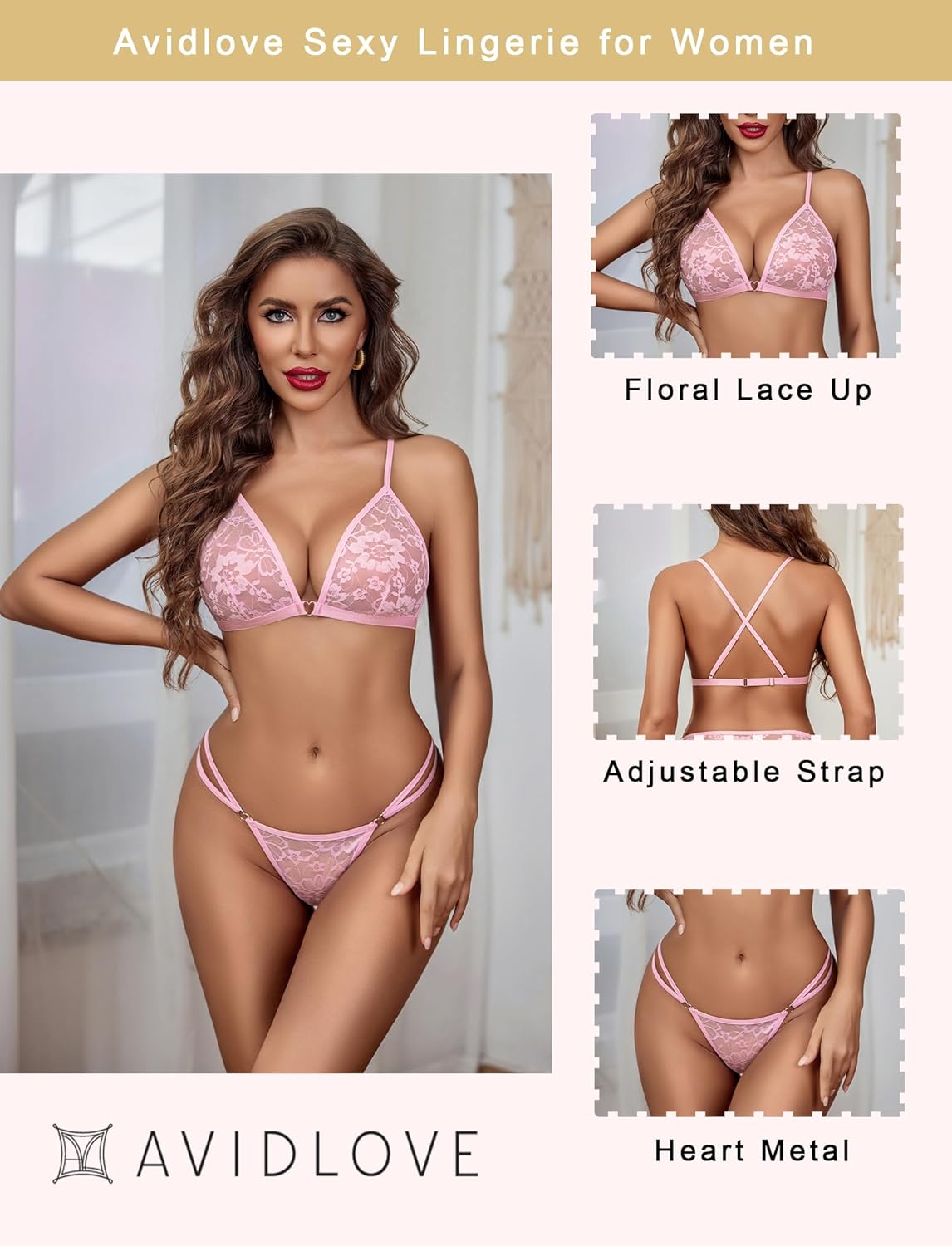 Women's Captivating 2-Piece Lingerie Set Halter-Style Lace See-Through Bra Alluring Panty