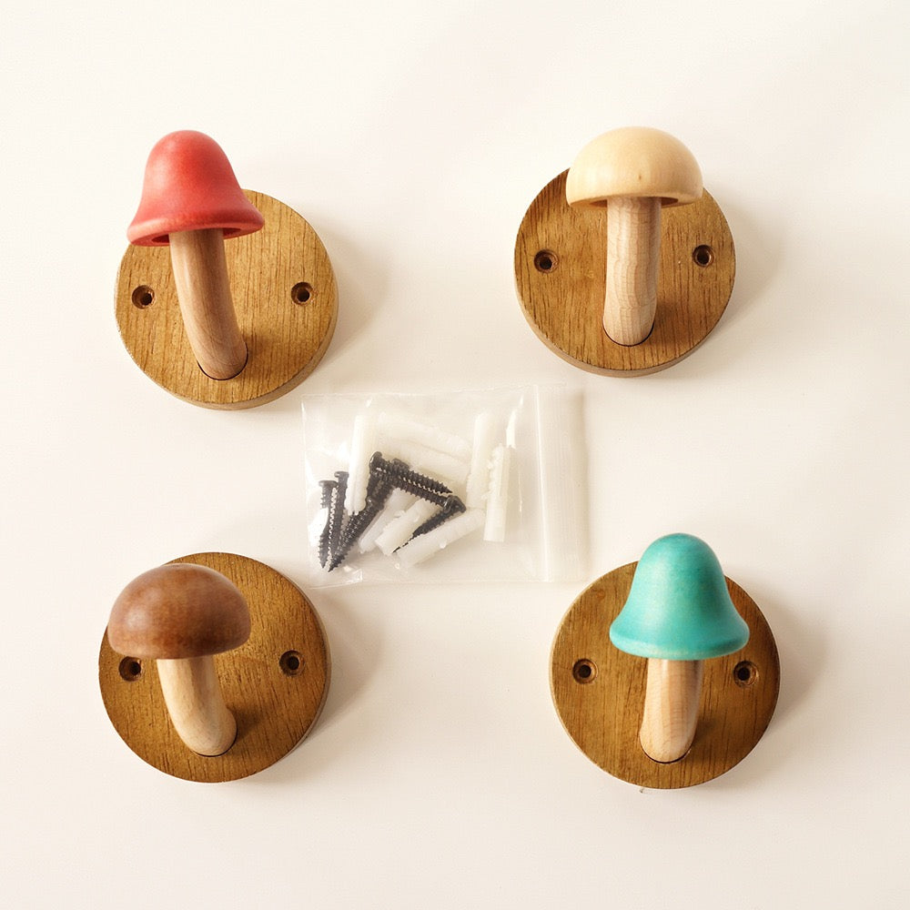 Creative punch-free solid wood mushroom coat hook QUUSVIK