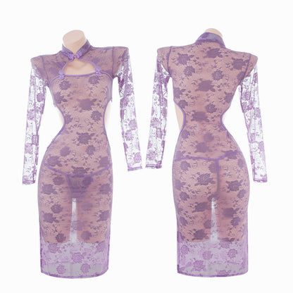 Lace See-through Cheongsam Suit