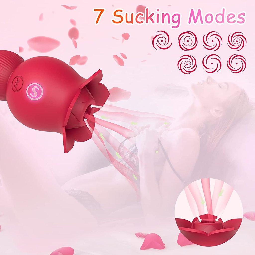 Quusvik - Rose Sucking and Tongue Vibrator 2 in 1 Rose Toy