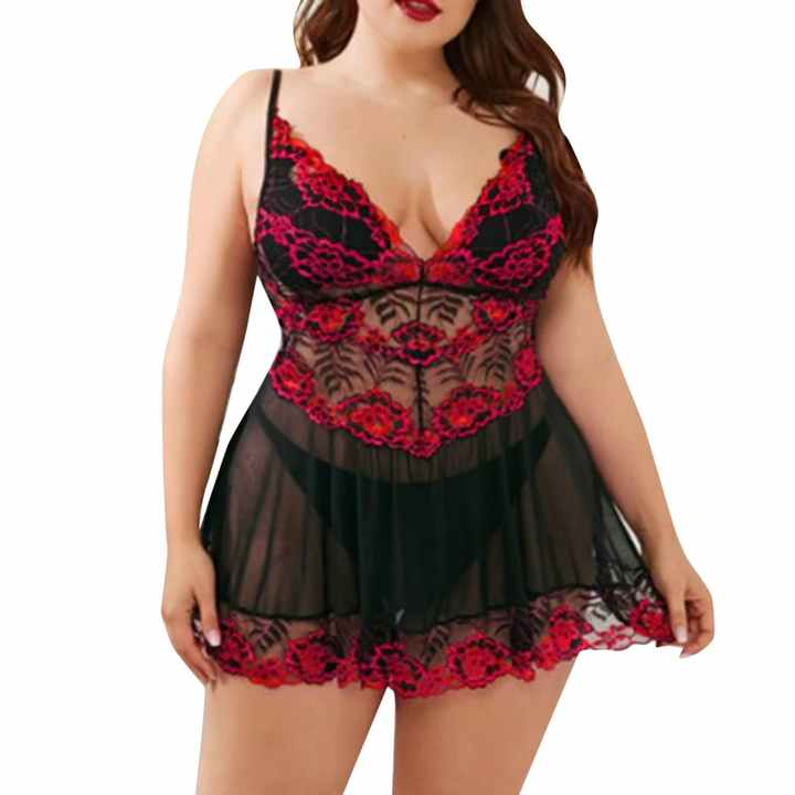 Lingerie Lace Sling Mesh Dress See-Through Sleep Dress