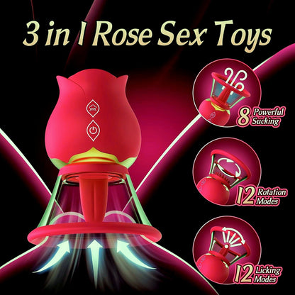 3-in-1 Rose Vacuum Sucking Nipple & Clitoris Stimulator – 3 Interchangeable Heads