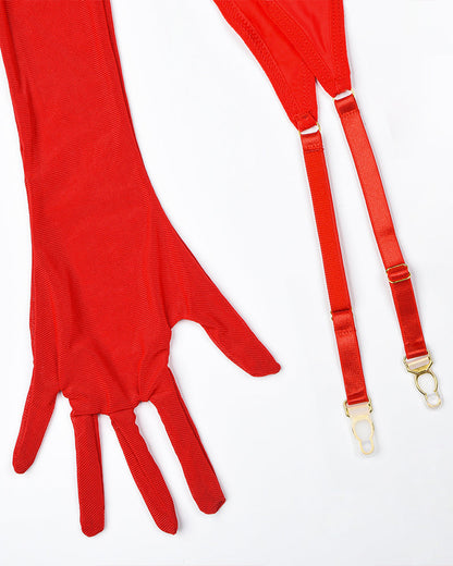 Exotic Gloves Mesh Lingerie Sets