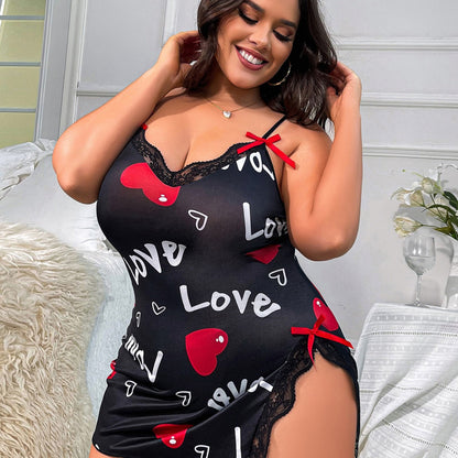 Plus Size Heart-shaped Suspender Babydoll