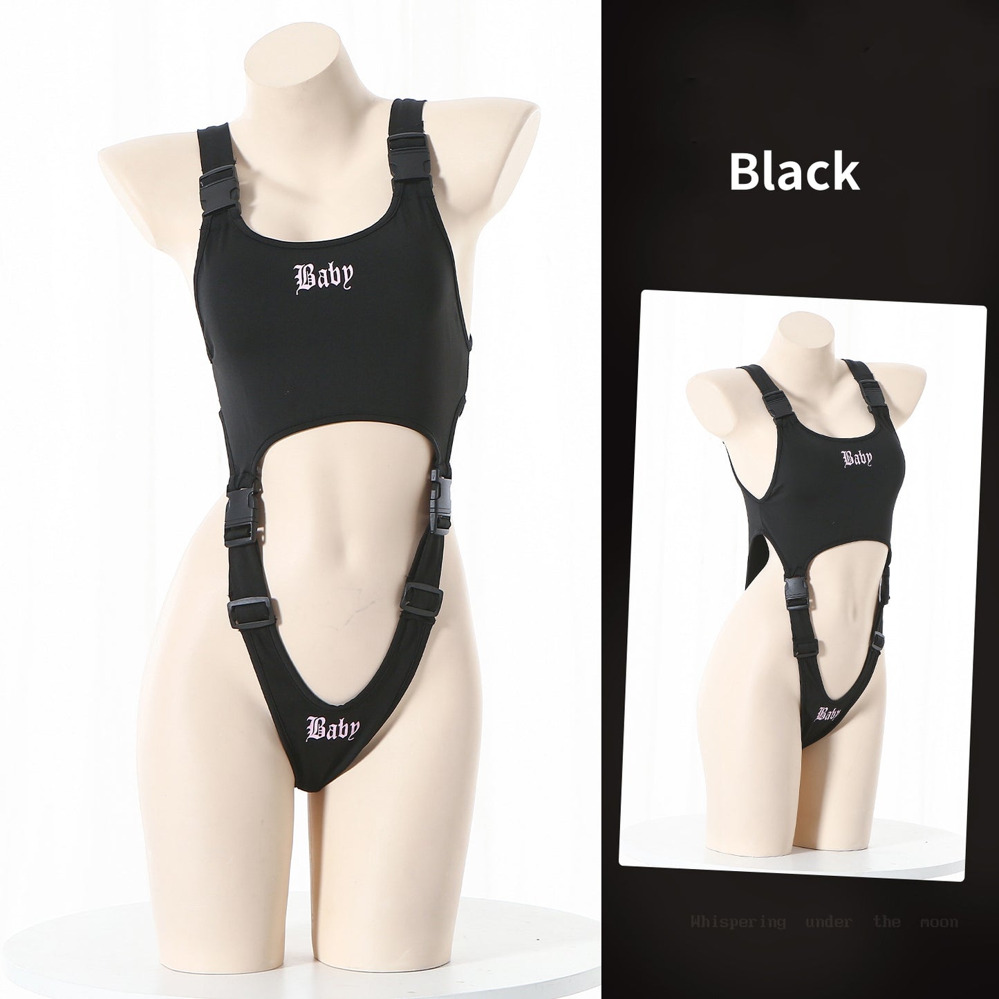 "Baby" Printed One-piece Strap Buckle Sexy Lingerie