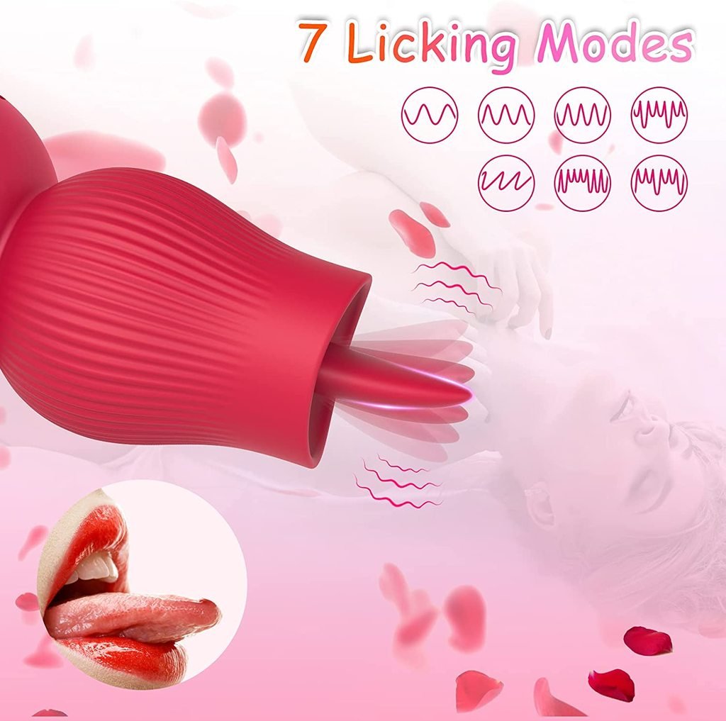 Quusvik - Rose Sucking and Tongue Vibrator 2 in 1 Rose Toy