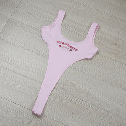 Sexy Strawberry Print High Fork Bikini Sexy Lingerie