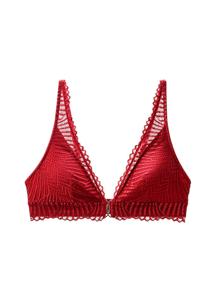 Red Lace Triangle Bralette with Removable Padding