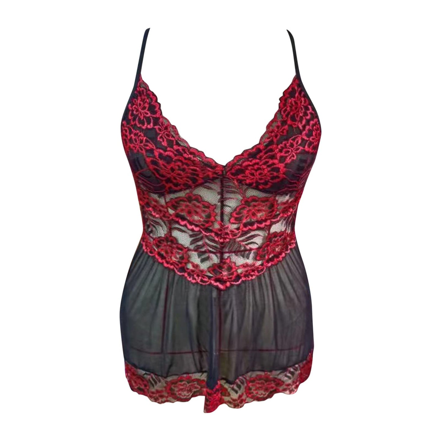 Lingerie Lace Sling Mesh Dress See-Through Sleep Dress