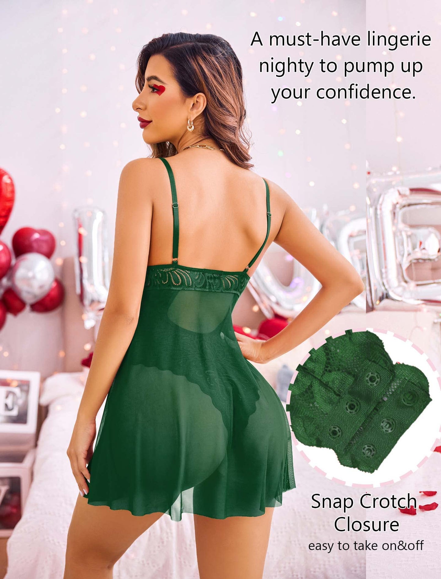 Floral Sheer Lace Suspender Nightdress